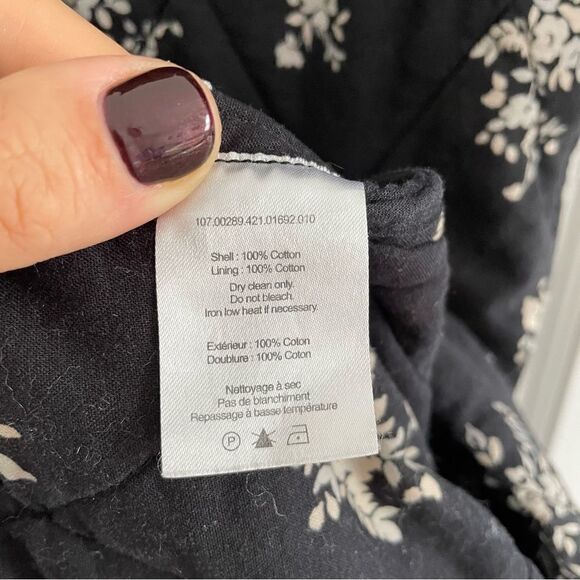 Rixo Cleo Ditsy Bunch Black Longline Quilted Jacket - Picture 11 of 14